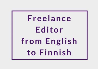 Freelance Editor from English to Finnish