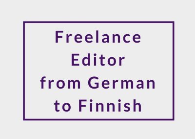 Freelance Editor from German to Finnish