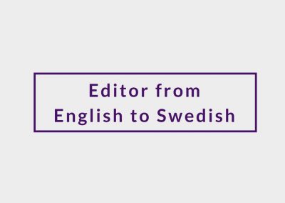 Freelance Editor from English to Swedish