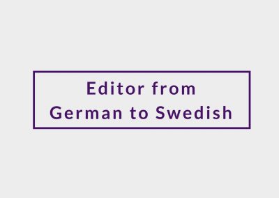 Freelance Editor from German to Swedish